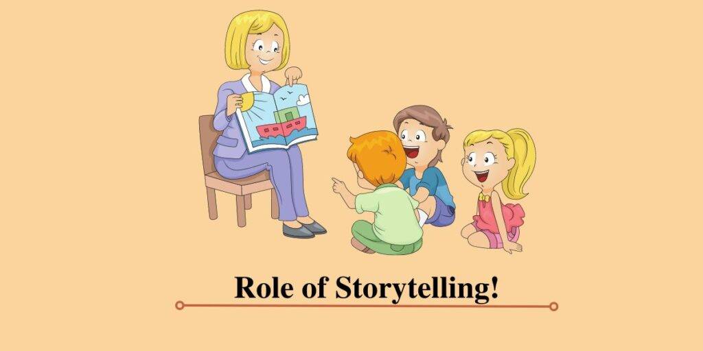 a kindergarten teacher teaching kids through story telling